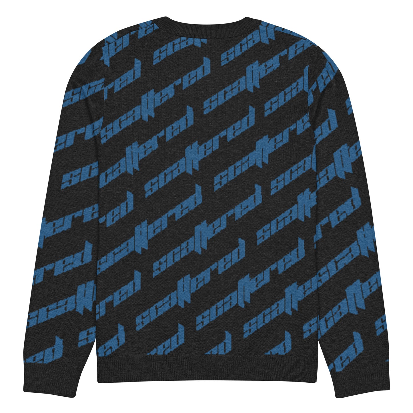 Black/Blue Scattered Logo Knitted Crewneck Sweater