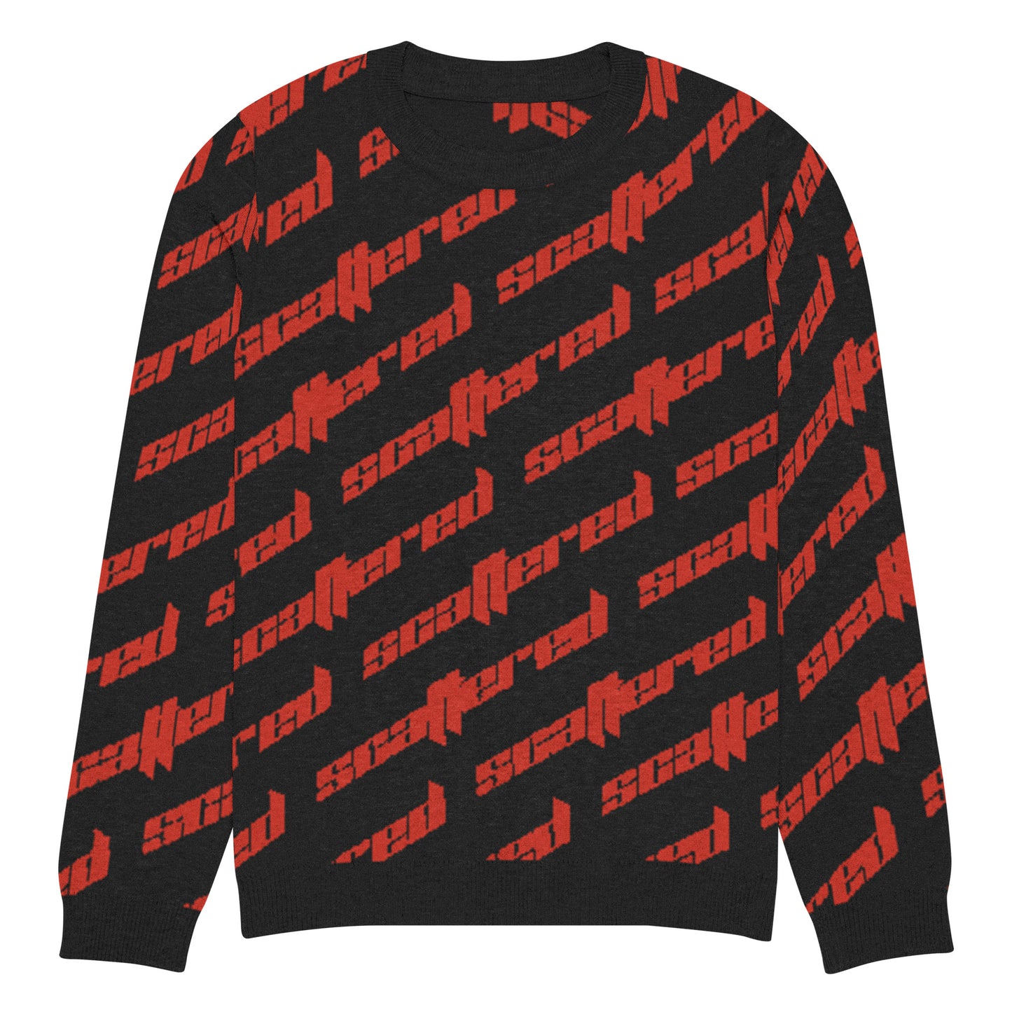 Black/Red Scattered Logo Knitted Crewneck Sweater