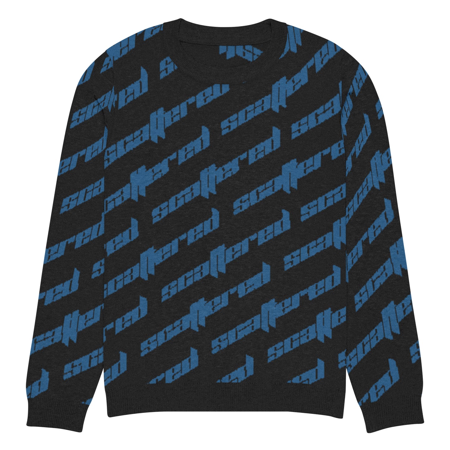 Black/Blue Scattered Logo Knitted Crewneck Sweater