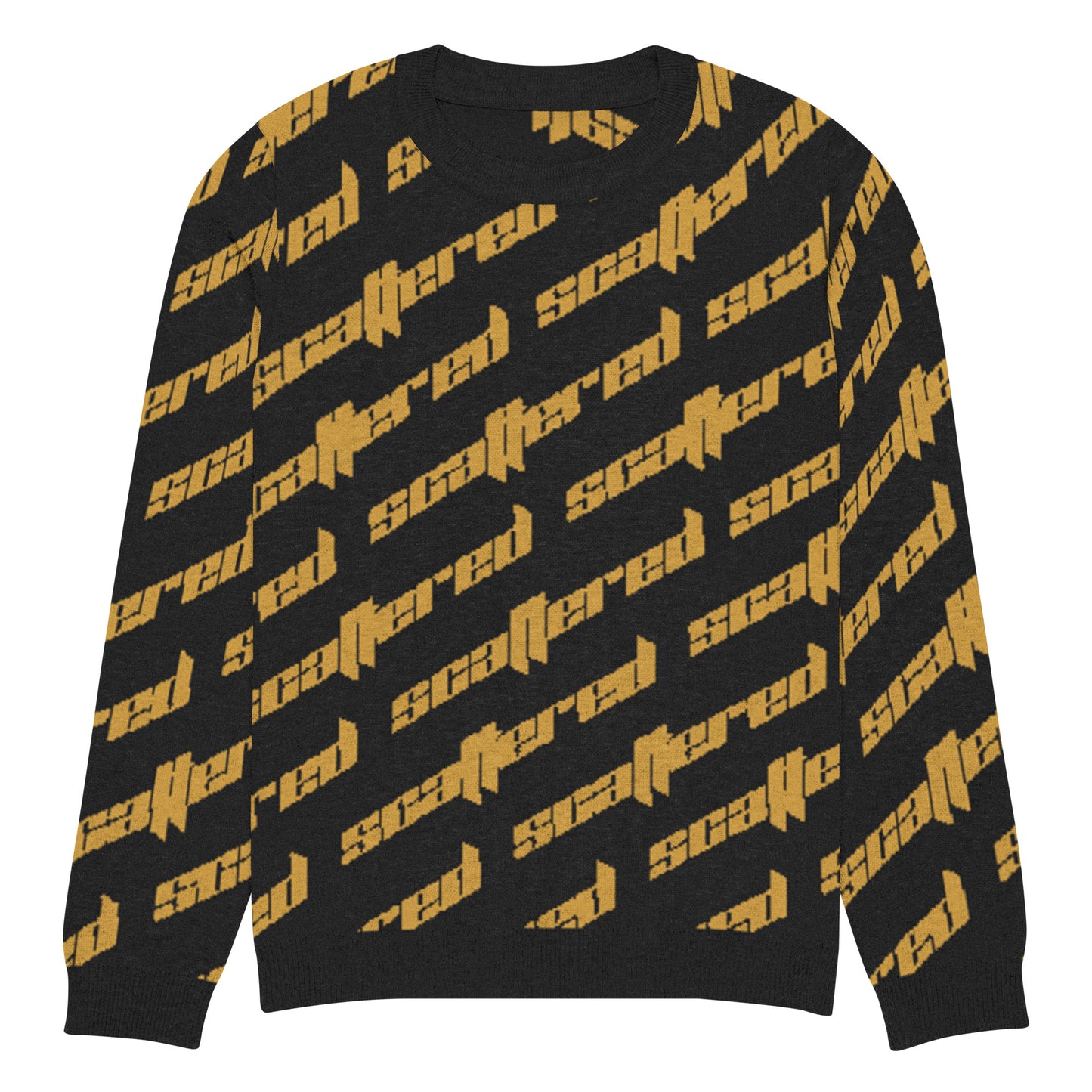 Black/Yellow Scattered Logo Knitted Crewneck Sweater