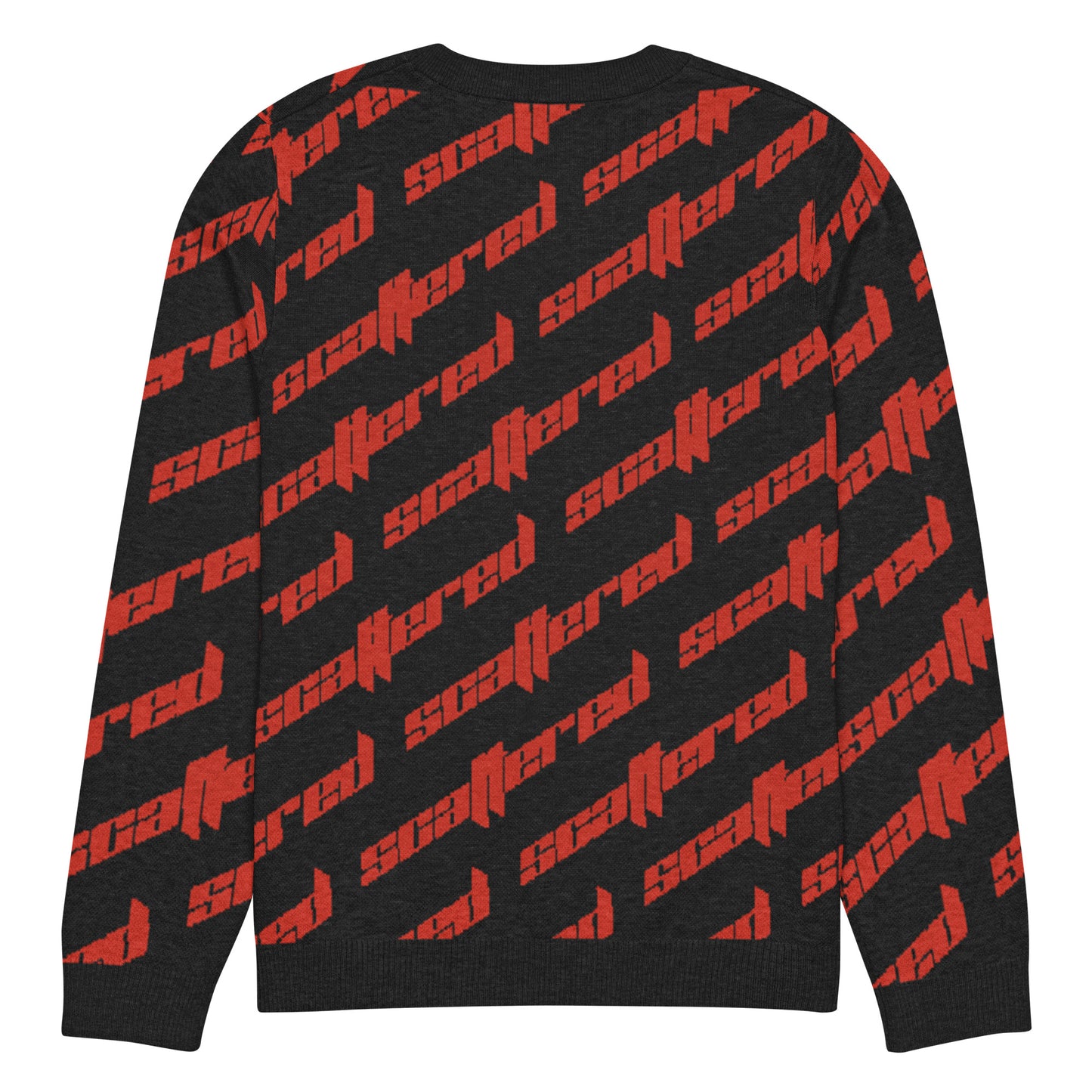 Black/Red Scattered Logo Knitted Crewneck Sweater