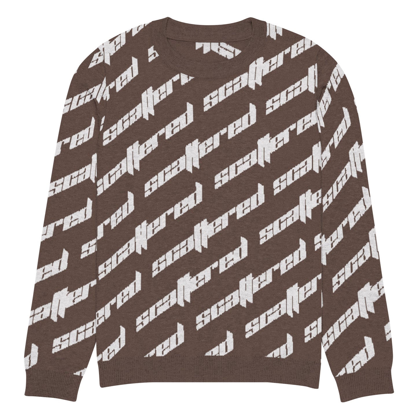 Brown Scattered Logo Knitted Crewneck Sweater