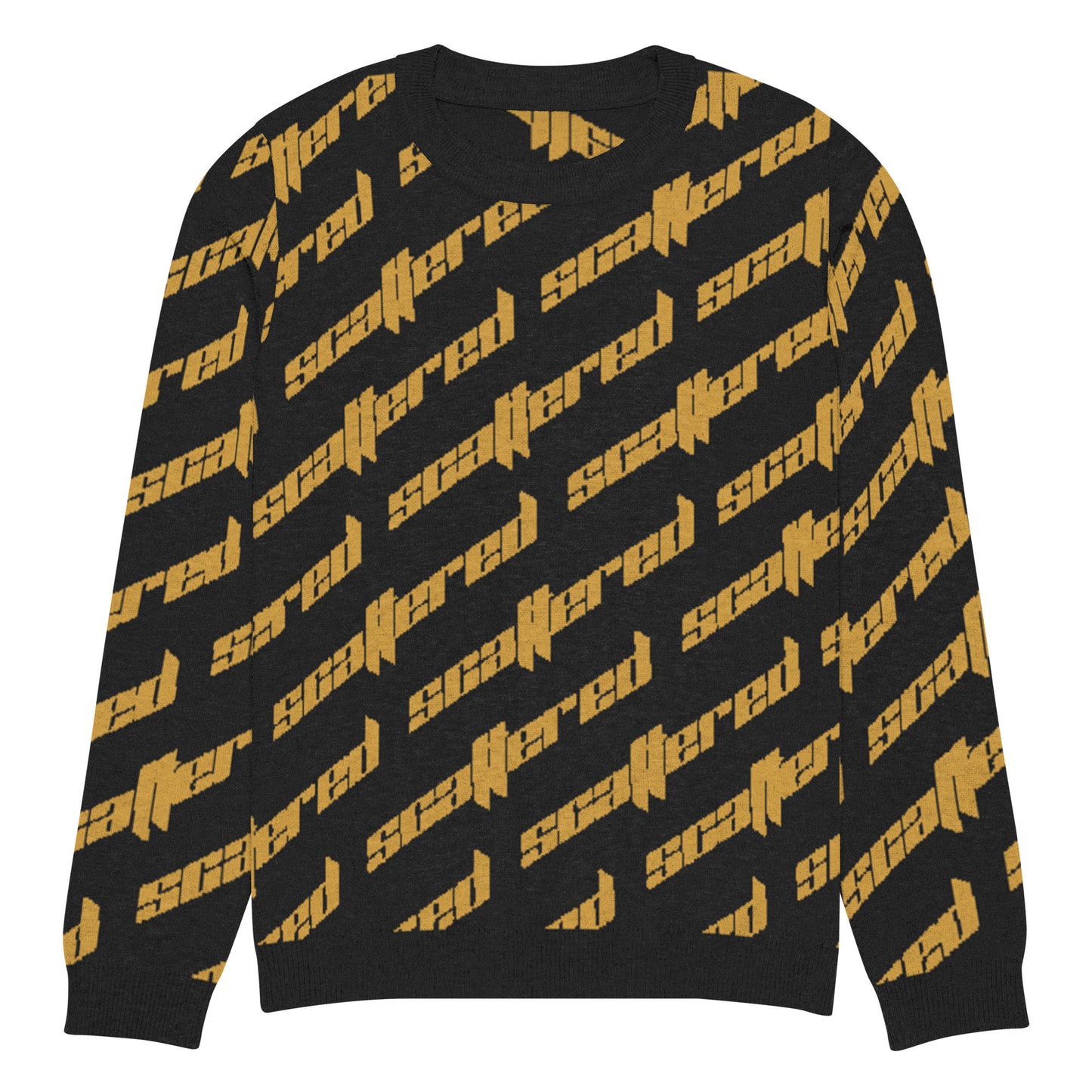 Black/Yellow Scattered Logo Knitted Crewneck Sweater