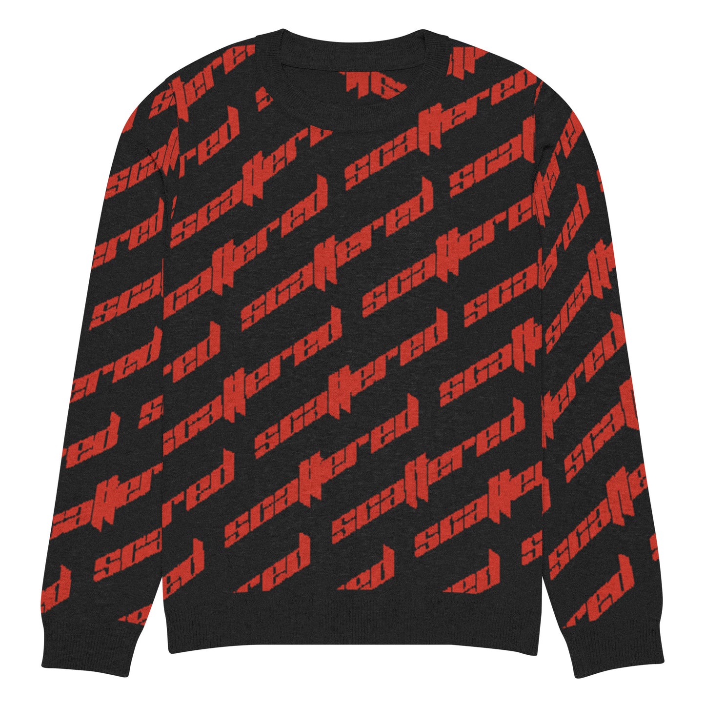 Black/Red Scattered Logo Knitted Crewneck Sweater