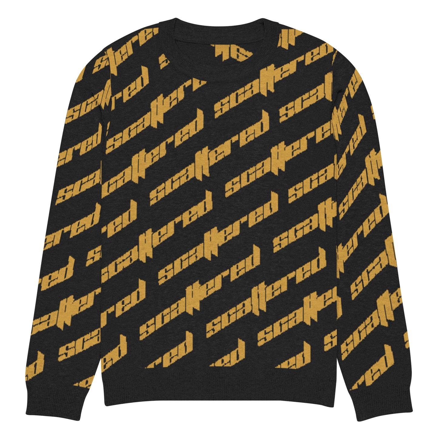 Black/Yellow Scattered Logo Knitted Crewneck Sweater