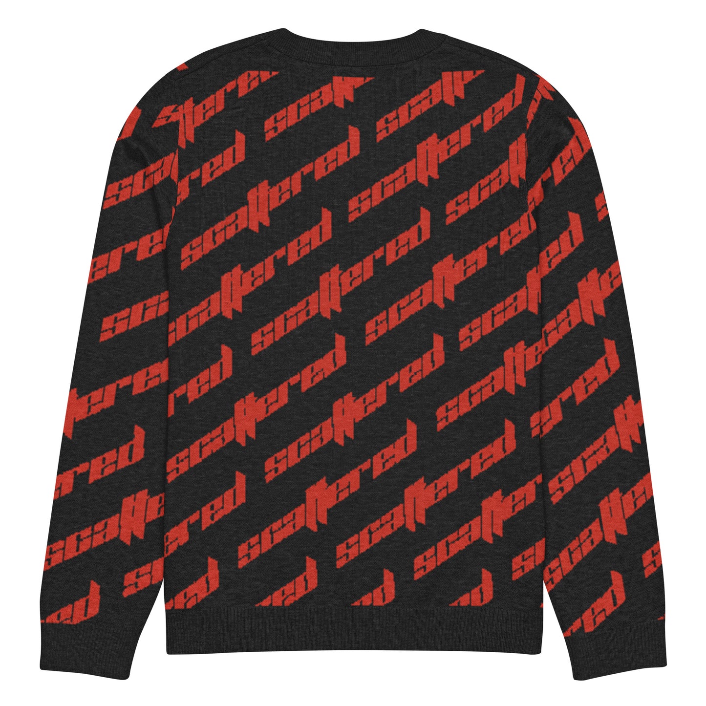 Black/Red Scattered Logo Knitted Crewneck Sweater