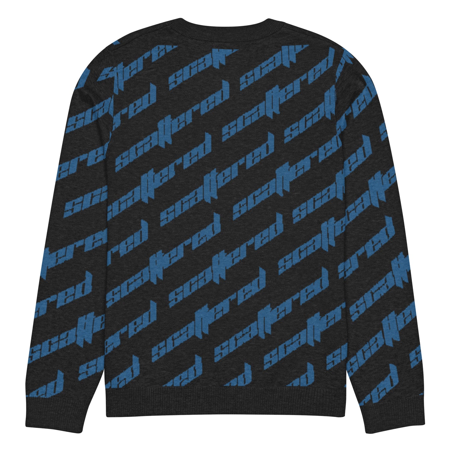 Black/Blue Scattered Logo Knitted Crewneck Sweater