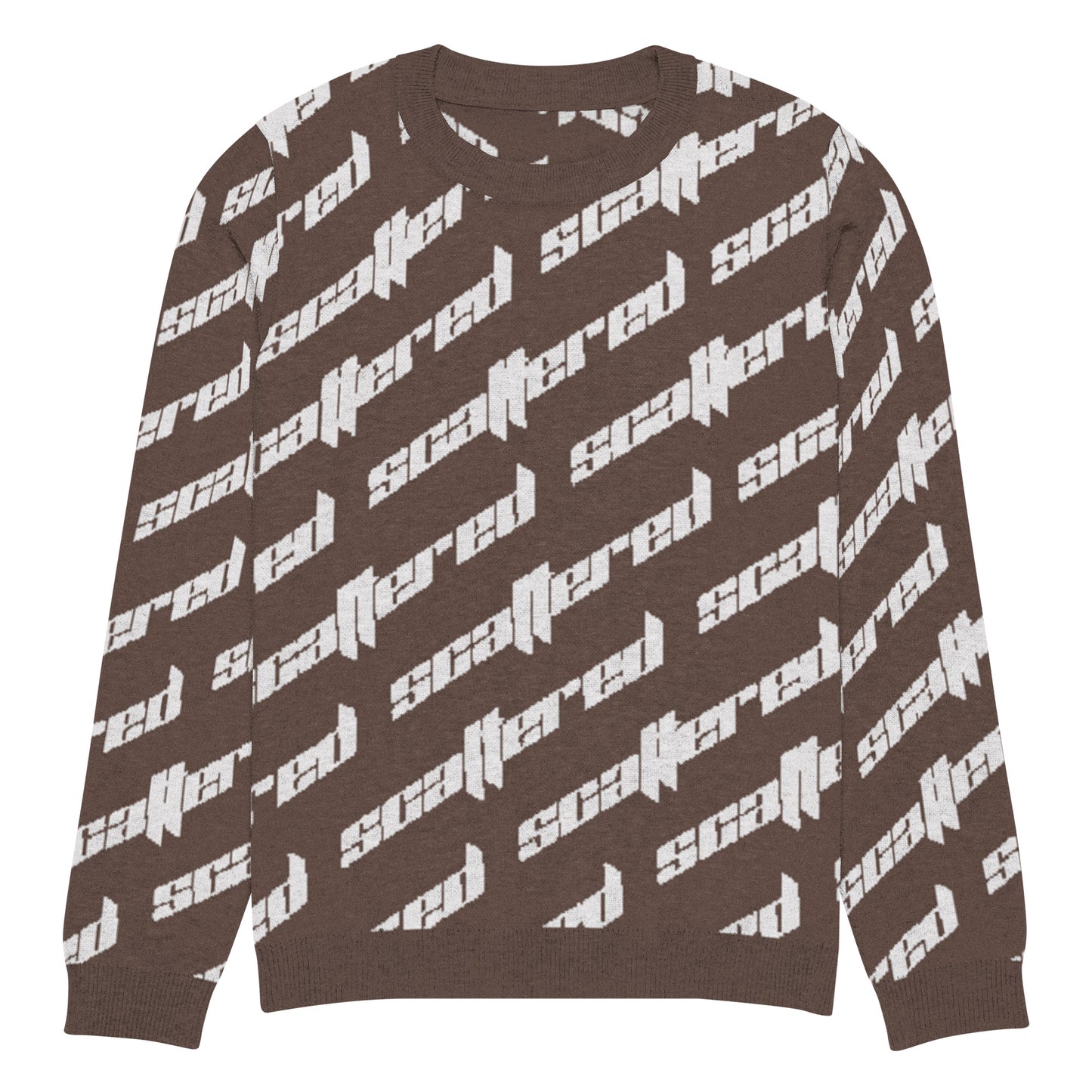 Brown Scattered Logo Knitted Crewneck Sweater