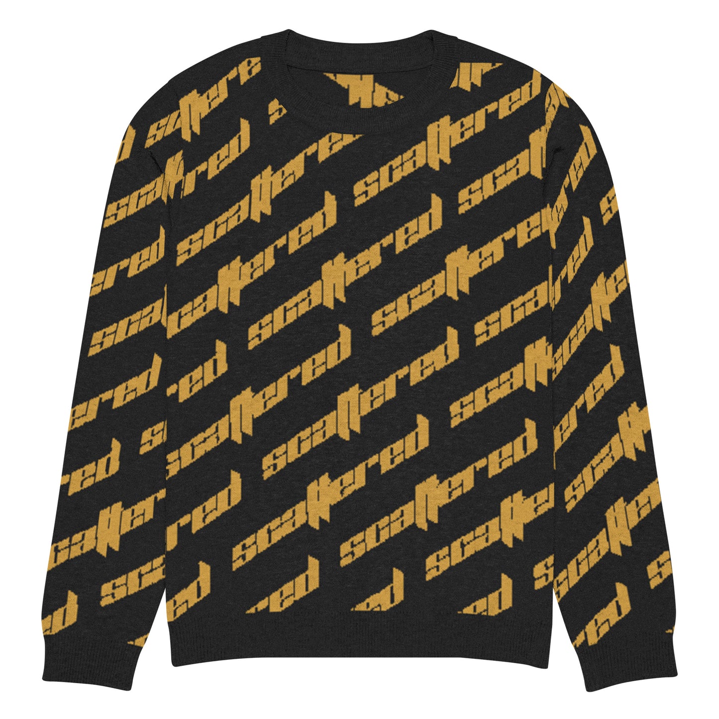 Black/Yellow Scattered Logo Knitted Crewneck Sweater