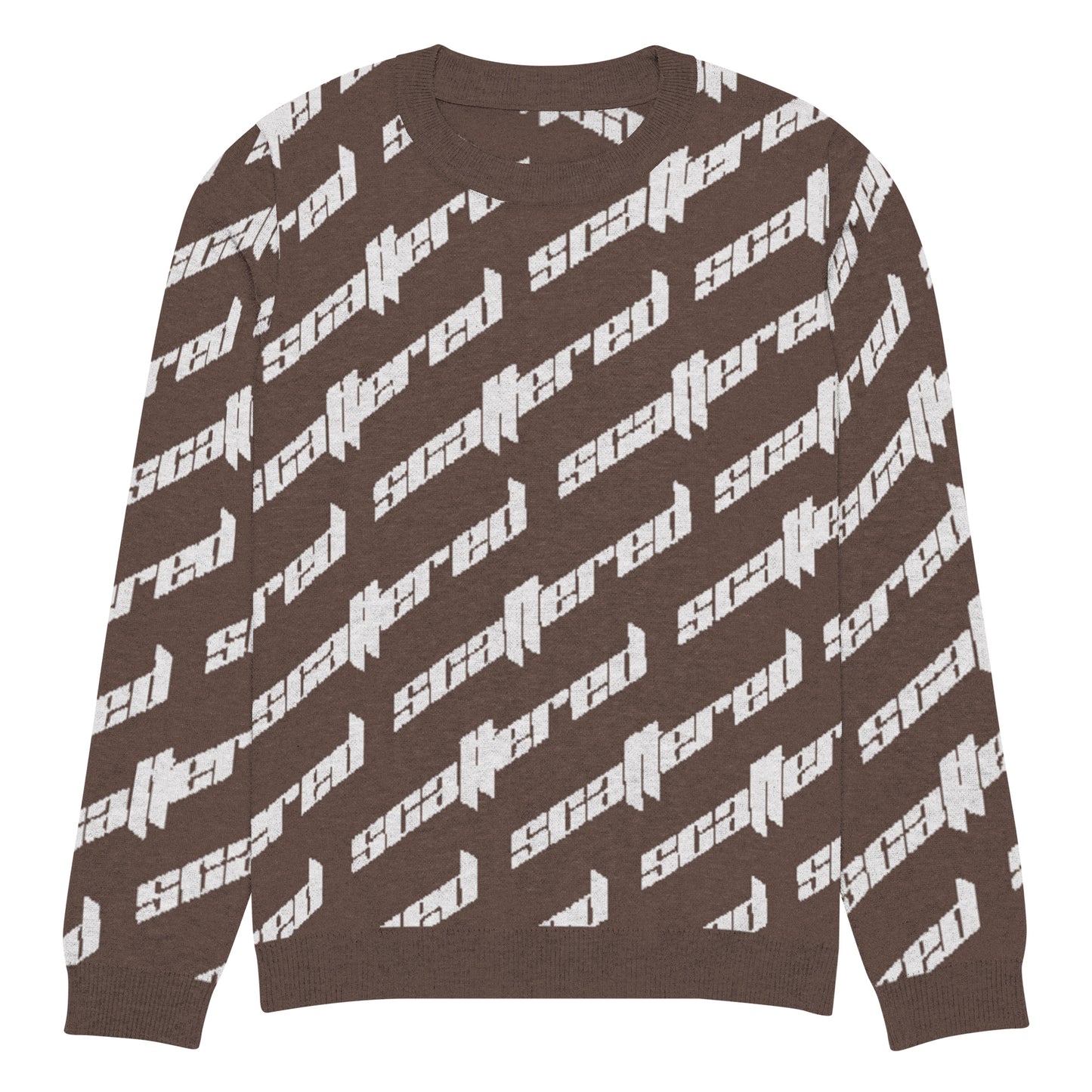 Brown Scattered Logo Knitted Crewneck Sweater