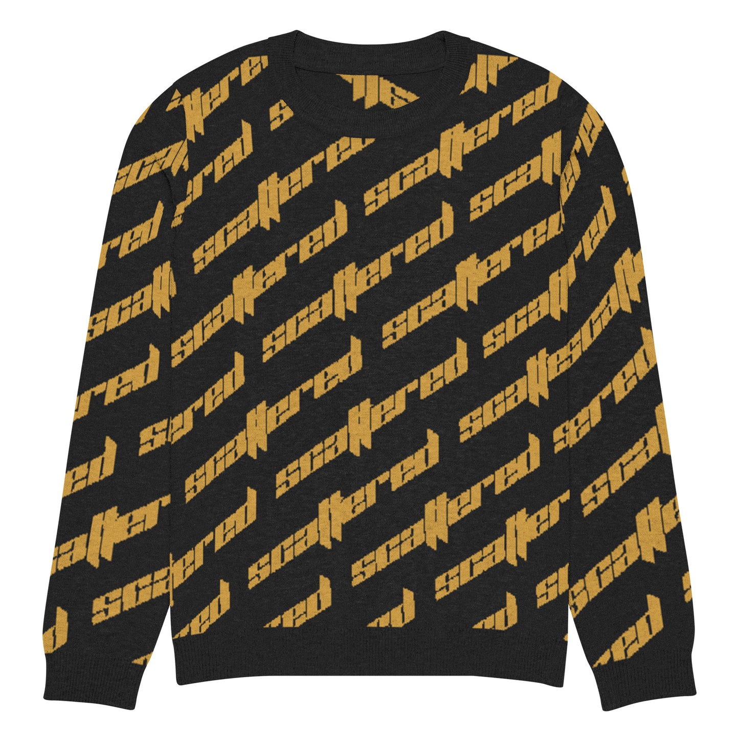 Black/Yellow Scattered Logo Knitted Crewneck Sweater