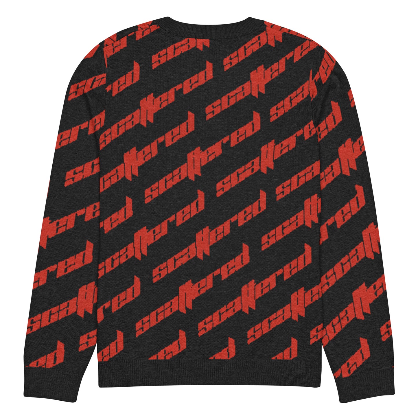 Black/Red Scattered Logo Knitted Crewneck Sweater