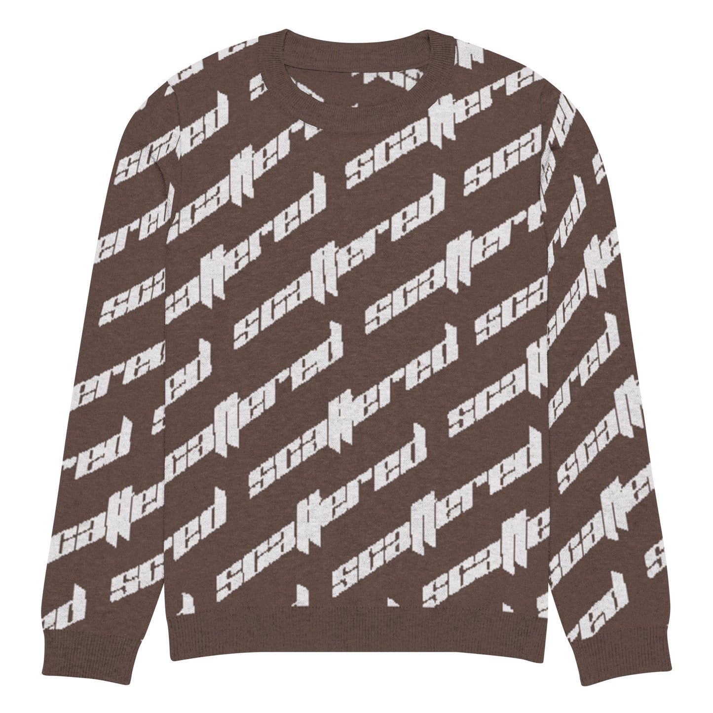 Brown Scattered Logo Knitted Crewneck Sweater