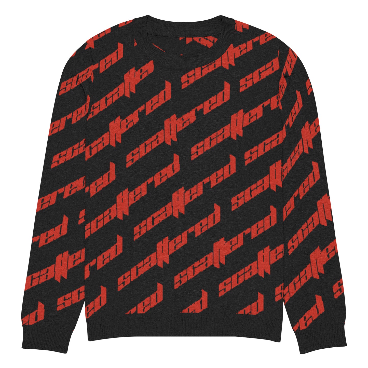 Black/Red Scattered Logo Knitted Crewneck Sweater