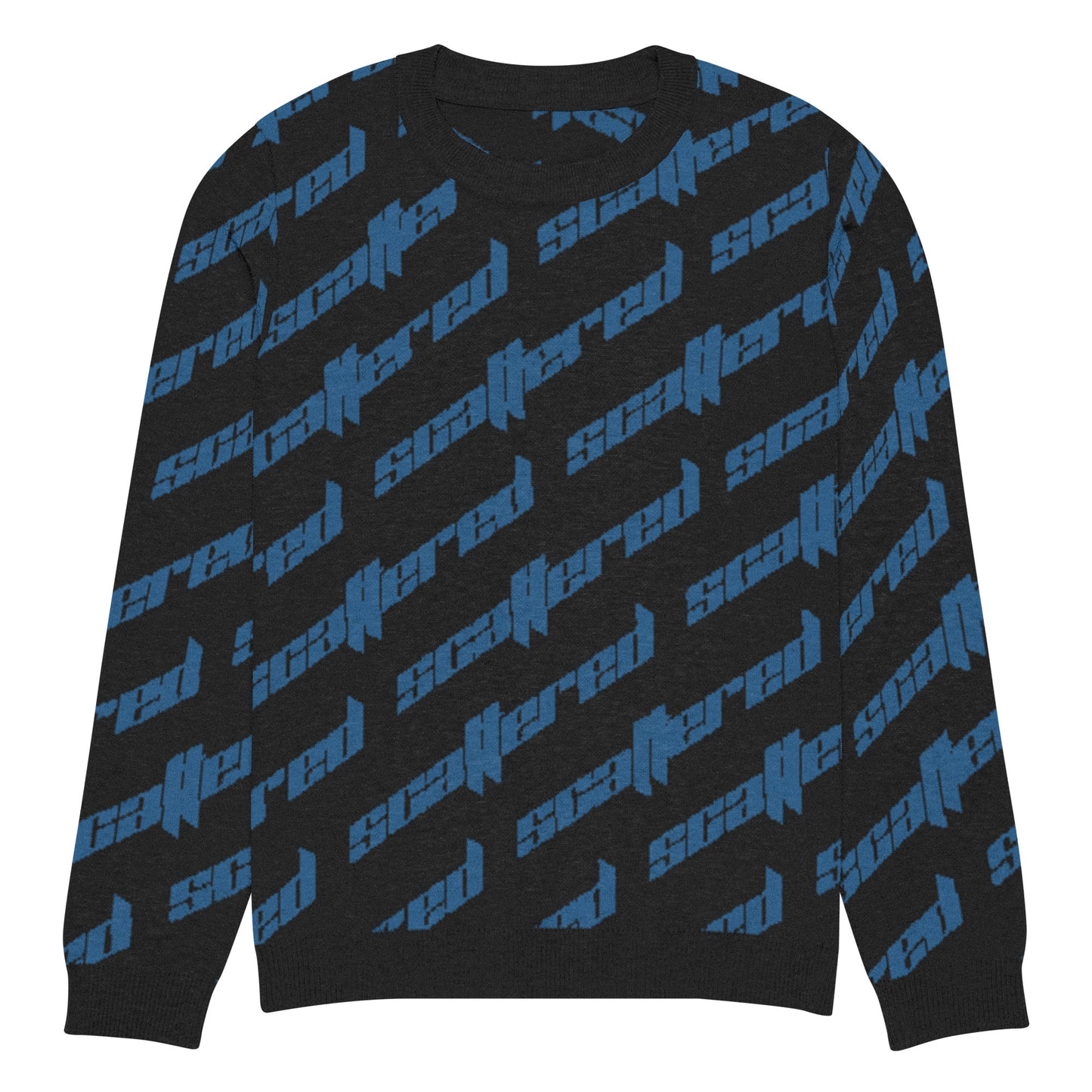 Black/Blue Scattered Logo Knitted Crewneck Sweater