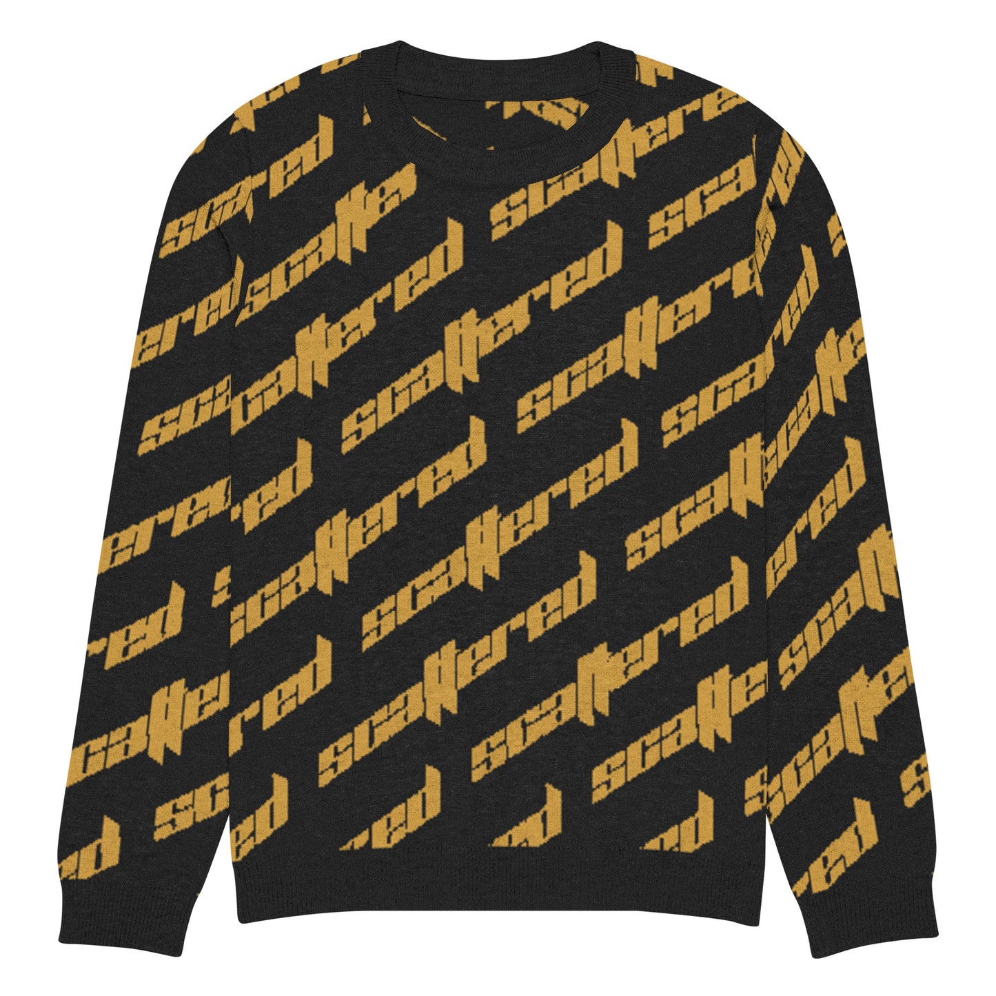 Black/Yellow Scattered Logo Knitted Crewneck Sweater