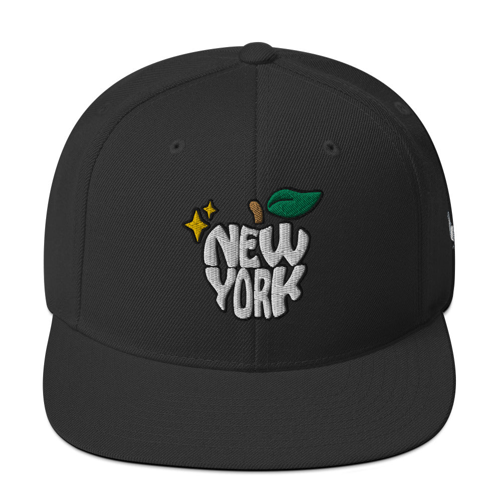 New York Apple Logo Embroidered Black Snapback Hat (Pigeon) Scattered Streetwear