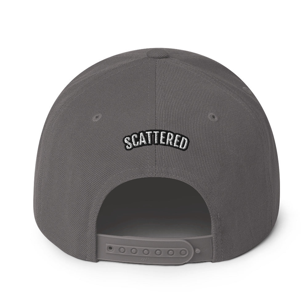 New York Apple Logo Embroidered Dark Grey Snapback Hat (Pizza) Scattered Streetwear