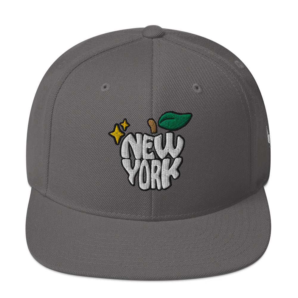 New York Apple Logo Embroidered Grey Snapback Hat (Pigeon) Scattered Streetwear