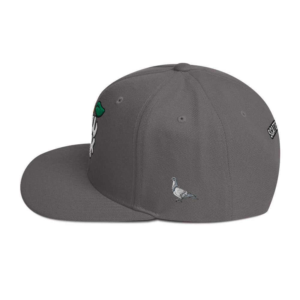 New York Apple Logo Embroidered Grey Snapback Hat (Pigeon) Scattered Streetwear