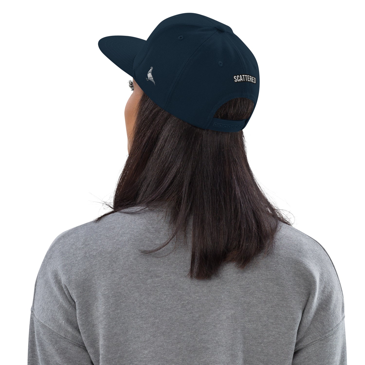 New York Apple Logo Embroidered Navy Blue Snapback Hat (Pigeon) Scattered Streetwear