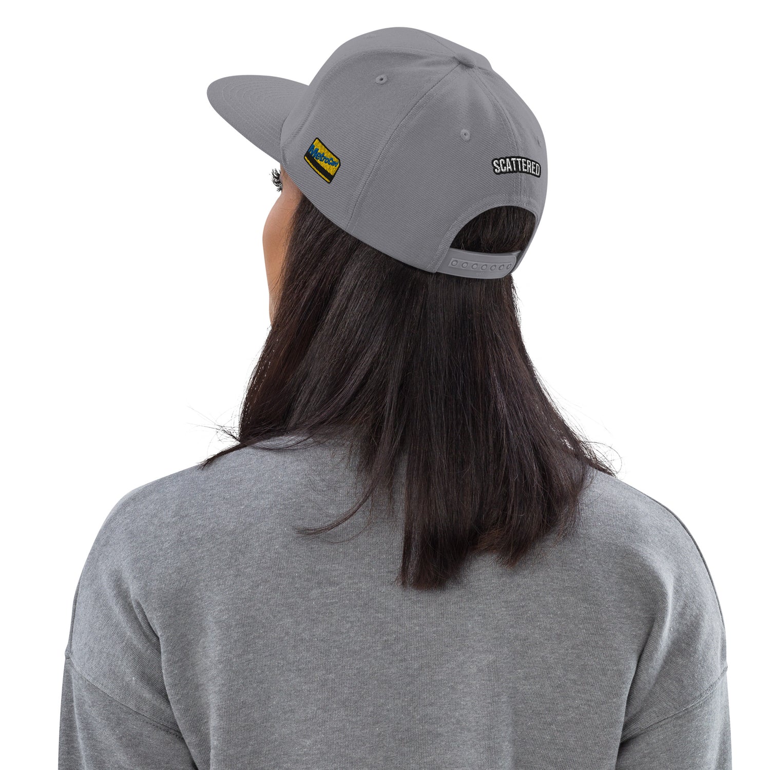 New York Apple Logo Embroidered Grey Snapback Hat (Metro Card) Scattered Streetwear