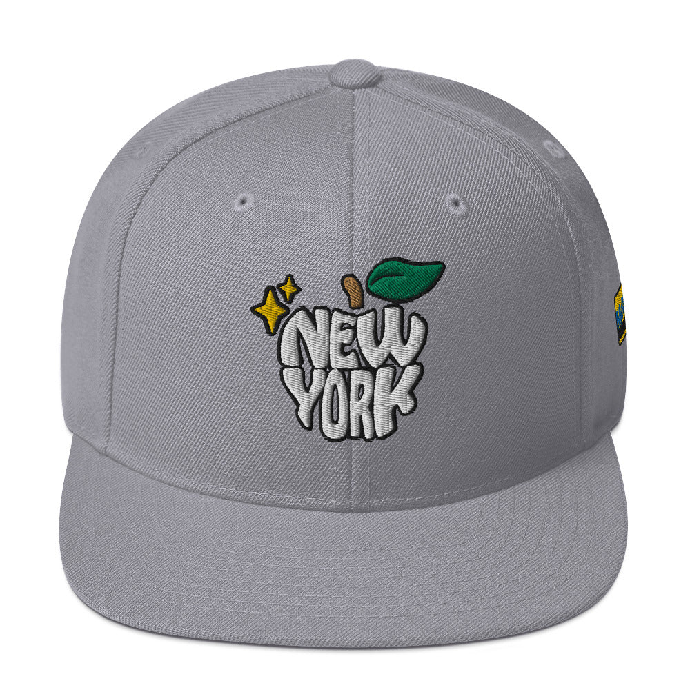 New York Apple Logo Embroidered Grey Snapback Hat (Metro Card) Scattered Streetwear