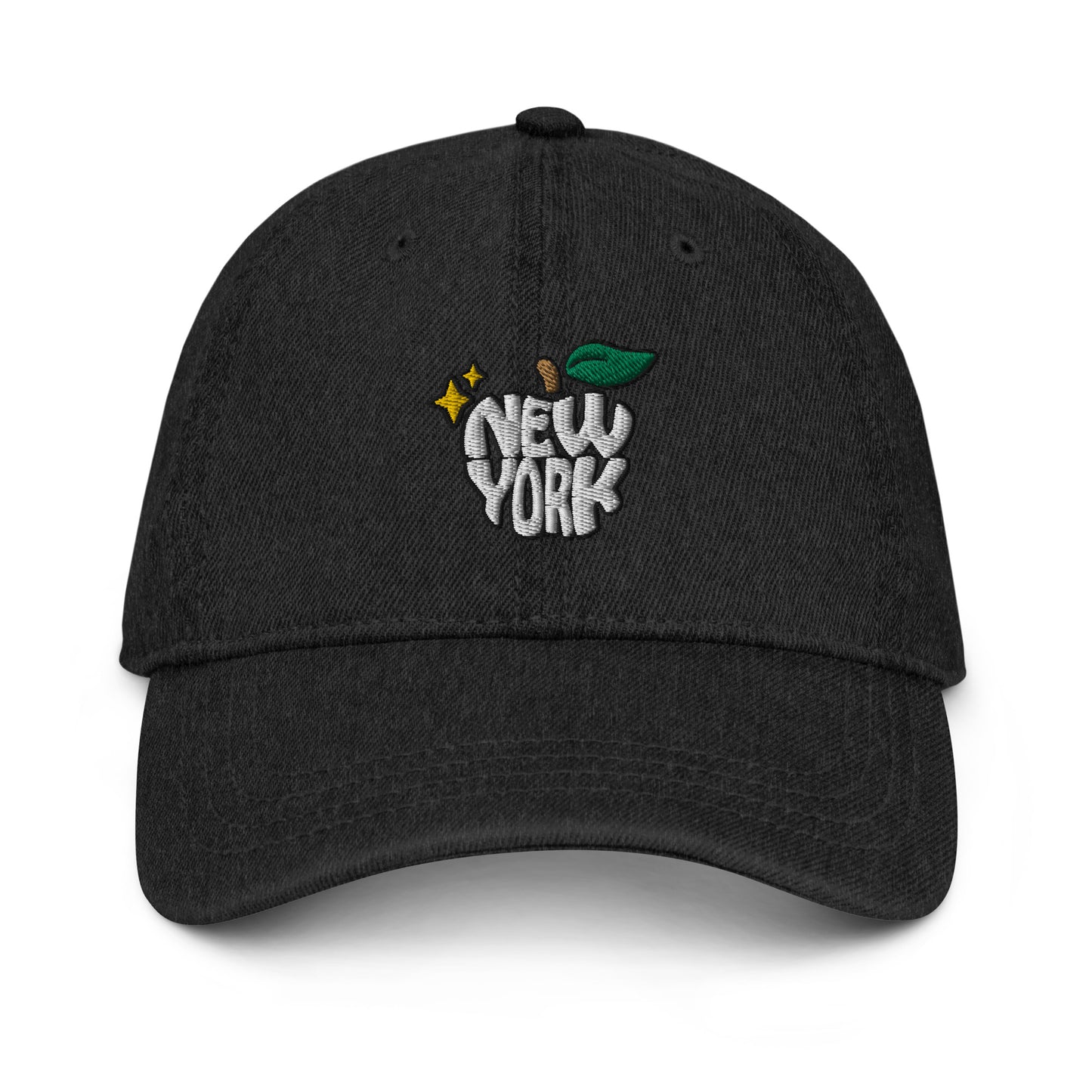 New York Apple Logo Embroidered Black Denim Hat Scattered Streetwear