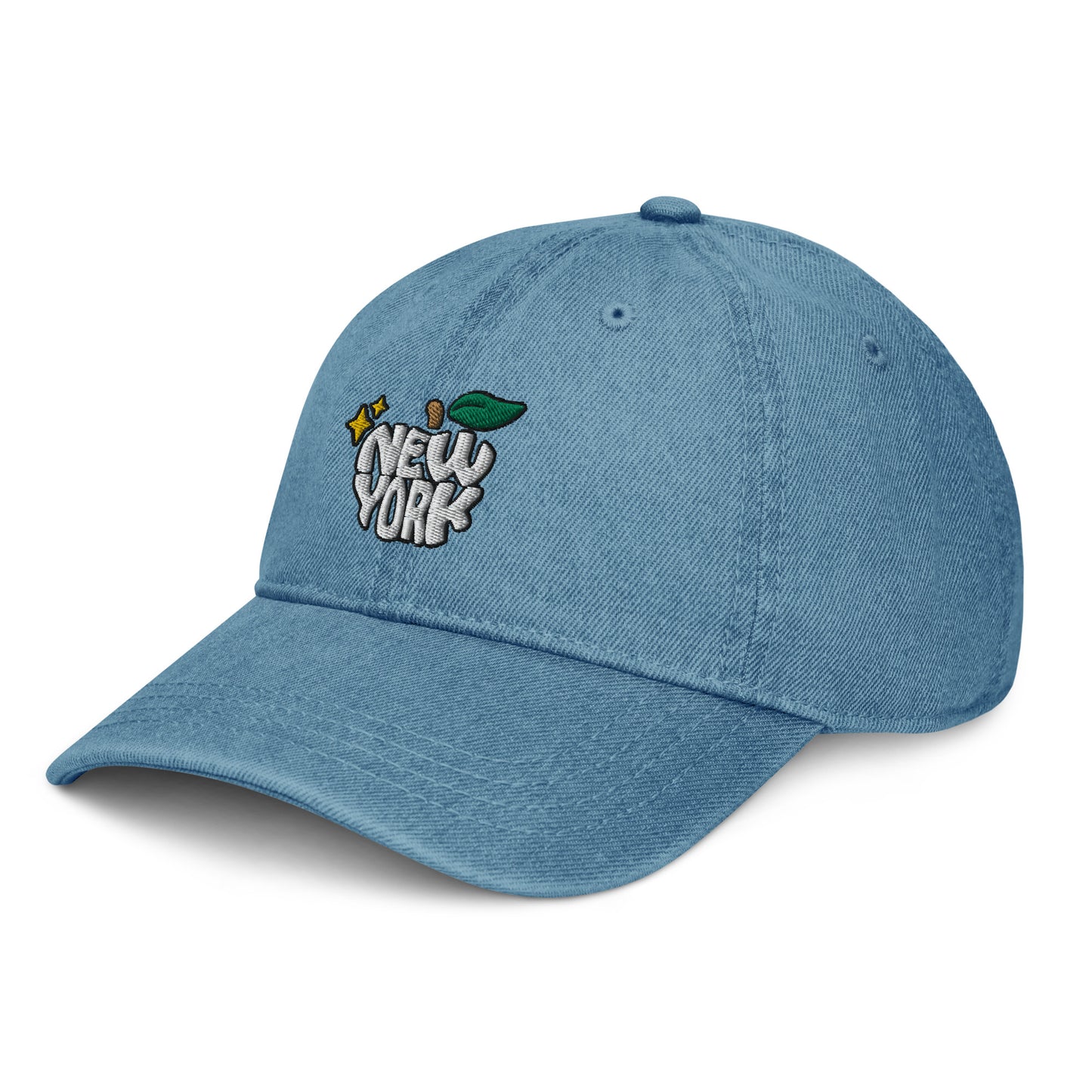 New York Apple Logo Embroidered Blue Denim Hat Scattered Streetwear