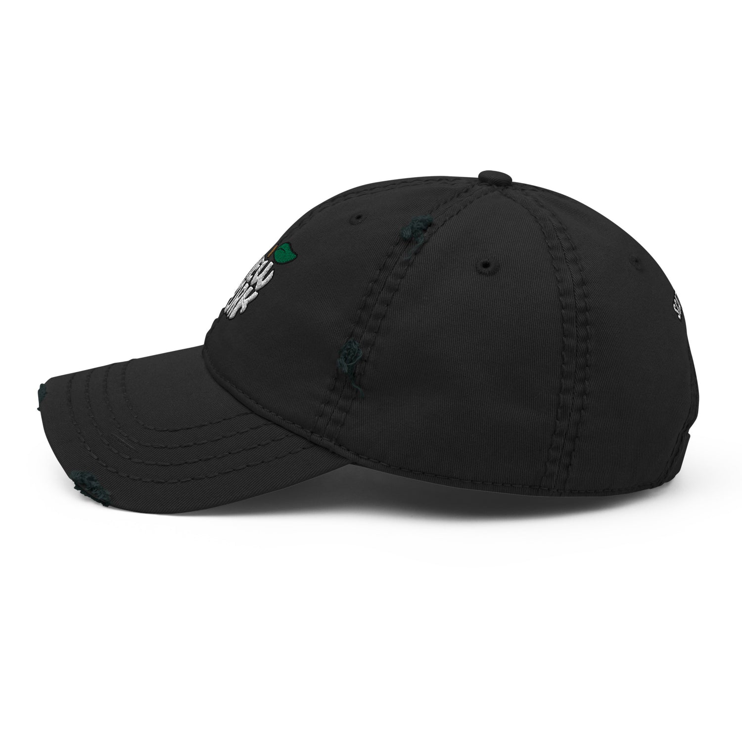 New York Apple Logo Embroidered Black Distressed Dad Hat Scattered Streetwear