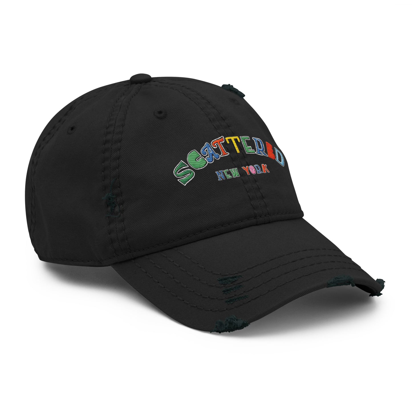 Scattered Van Cleef Style Logo Embroidered Distressed Dad Hat