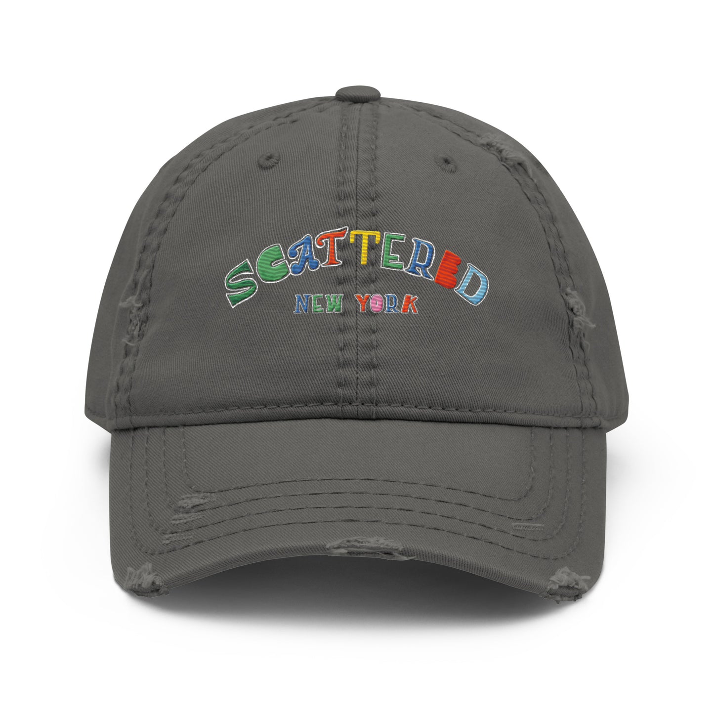 Scattered Van Cleef Style Logo Embroidered Distressed Dad Hat