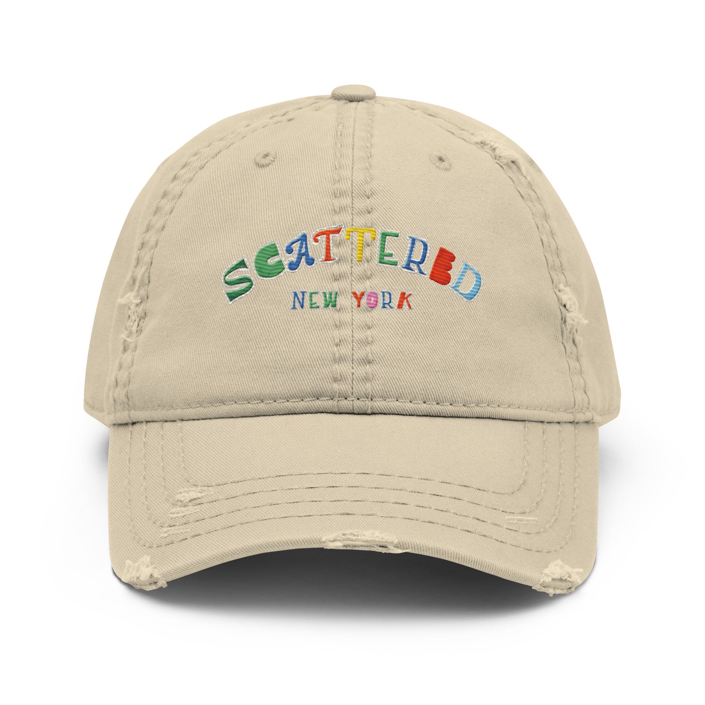 Scattered Van Cleef Style Logo Embroidered Distressed Dad Hat