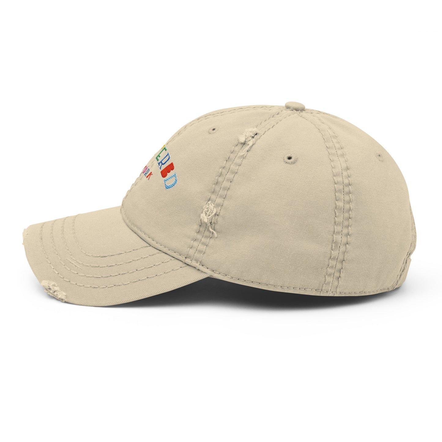 Scattered Van Cleef Style Logo Embroidered Distressed Dad Hat