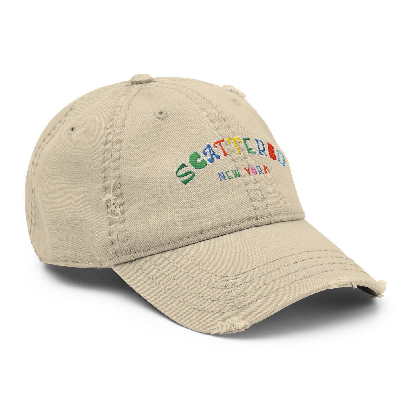 Scattered Van Cleef Style Logo Embroidered Distressed Dad Hat