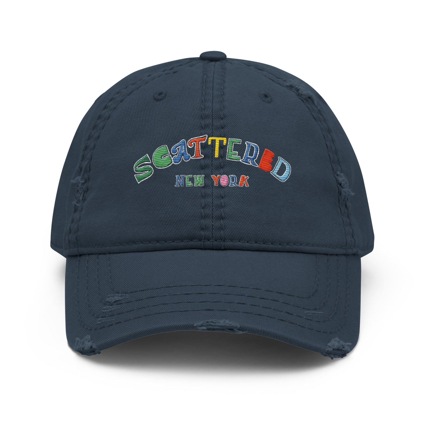 Scattered Van Cleef Style Logo Embroidered Distressed Dad Hat