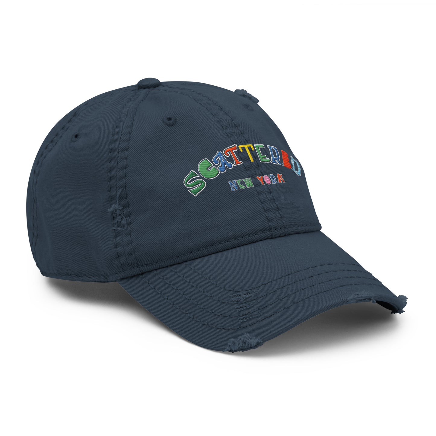 Scattered Van Cleef Style Logo Embroidered Distressed Dad Hat