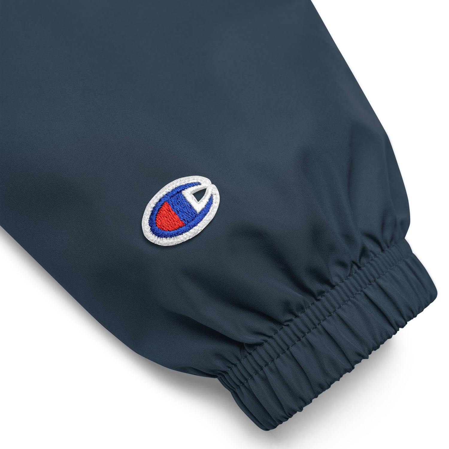New York Apple Logo Embroidered Navy Blue Champion Packable Windbreaker Jacket Scattered Streetwear