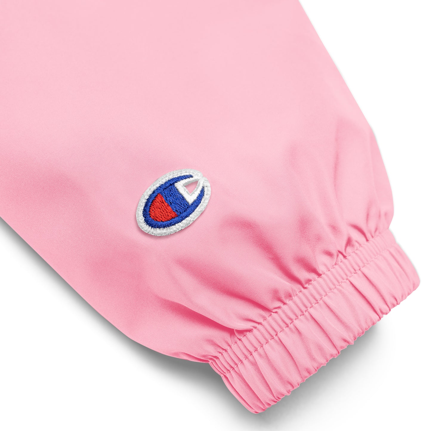 New York Apple Logo Embroidered Pink Champion Packable Windbreaker Jacket Scattered Streetwear