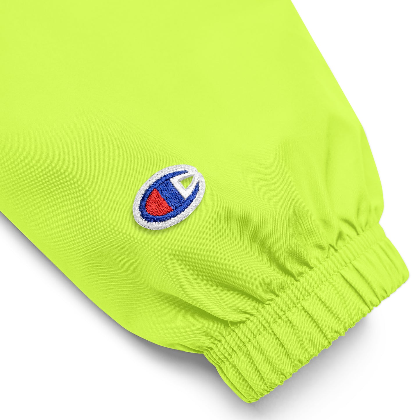 New York Apple Logo Embroidered Neon Green Champion Packable Windbreaker Jacket Scattered Streetwear