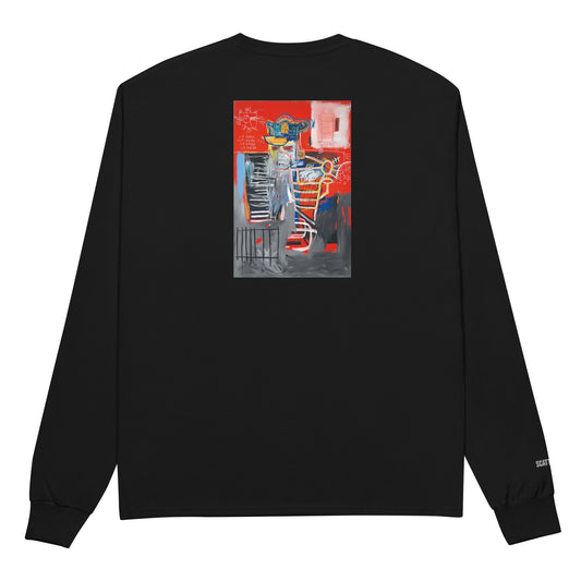 Jean-Michel Basquiat "La Hara" Artwork Printed Premium Black Champion Crewneck Long Sleeve Shirt Scattered Streetwear