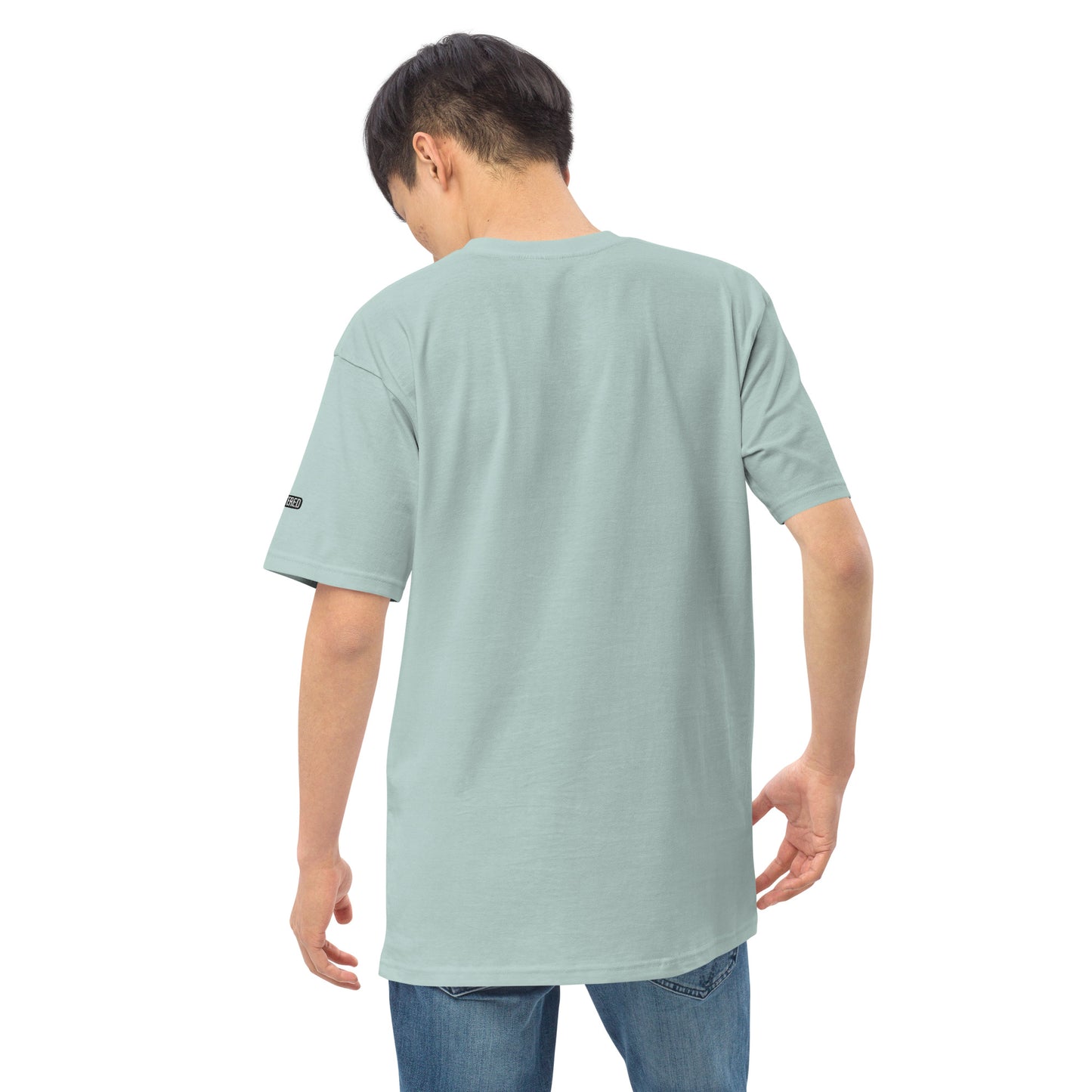 New York Apple Logo Embroidered Agave Blue T-Shirt Scattered Streetwear