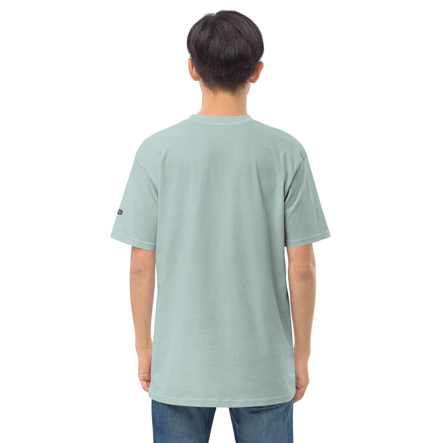 New York Apple Logo Embroidered Agave Blue T-Shirt Scattered Streetwear