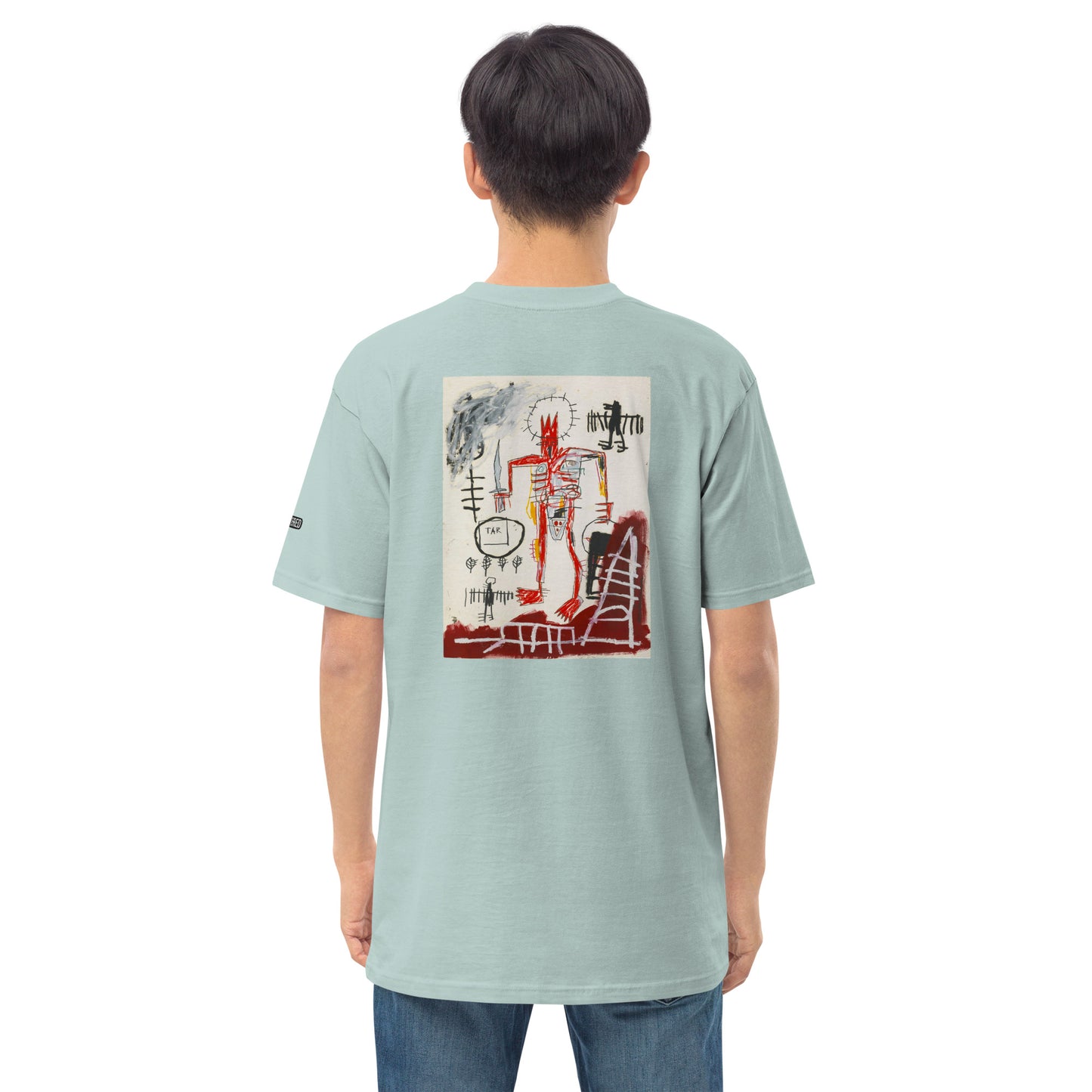 Jean-Michel Basquiat "Untitled" Artwork Printed Premium Agave Blue Streetwear Crewneck T-shirt