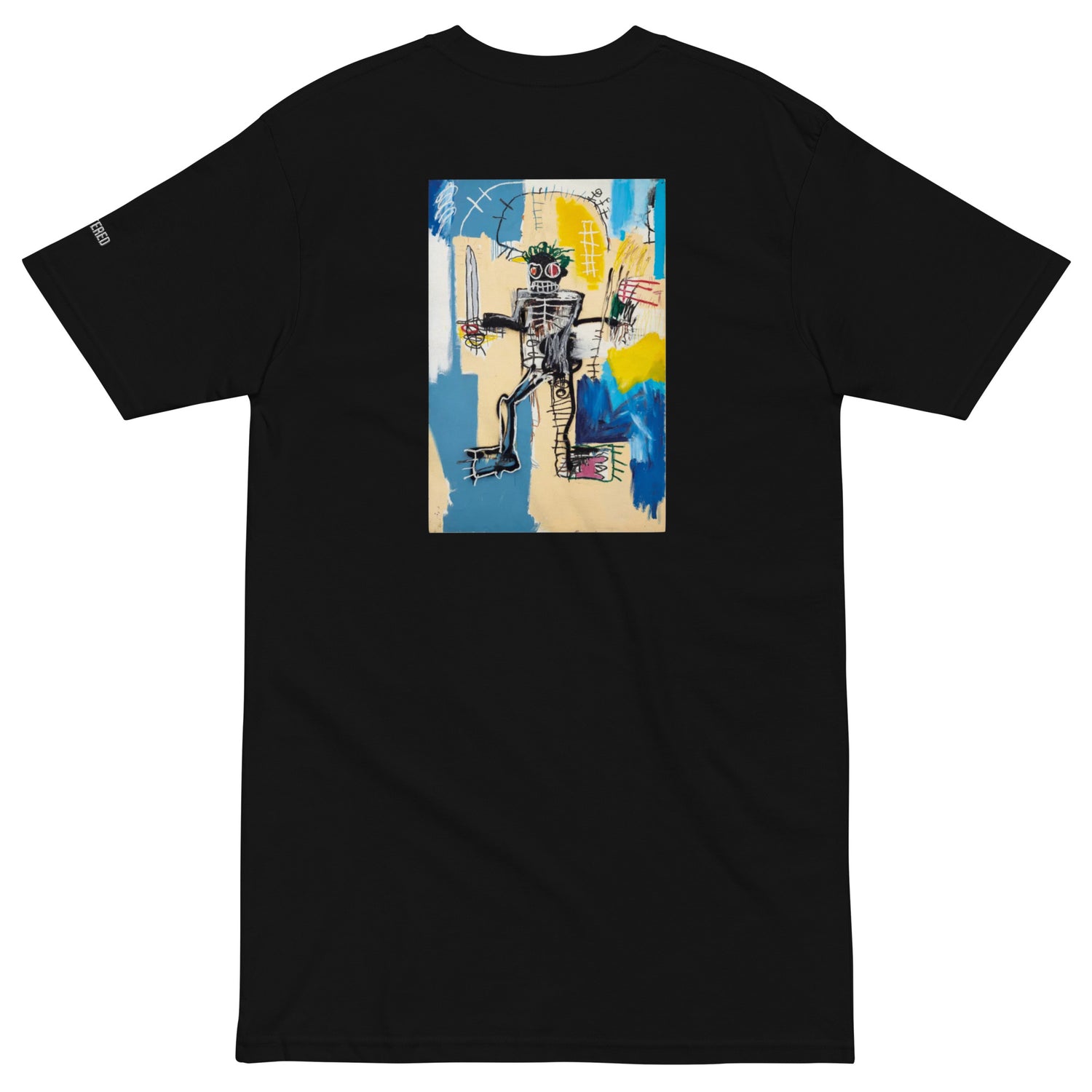 Jean-Michel Basquiat "Warrior" Artwork Embroidered + Printed Premium Black Streetwear  T-shirt Scattered