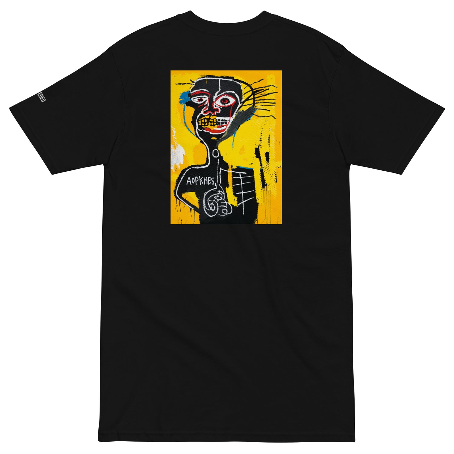 Jean-Michel Basquiat "Cabeza" Artwork Embroidered + Printed Premium Black Streetwear T-shirt Scattered