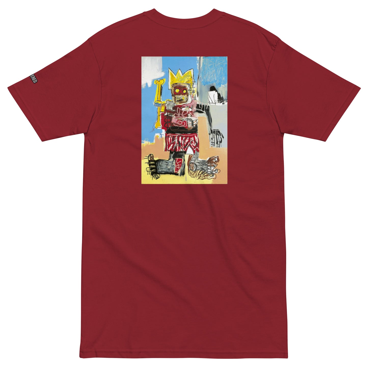 Jean-Michel Basquiat "Untitled" Artwork Embroidered + Printed Premium Red Streetwear T-shirt SCattered