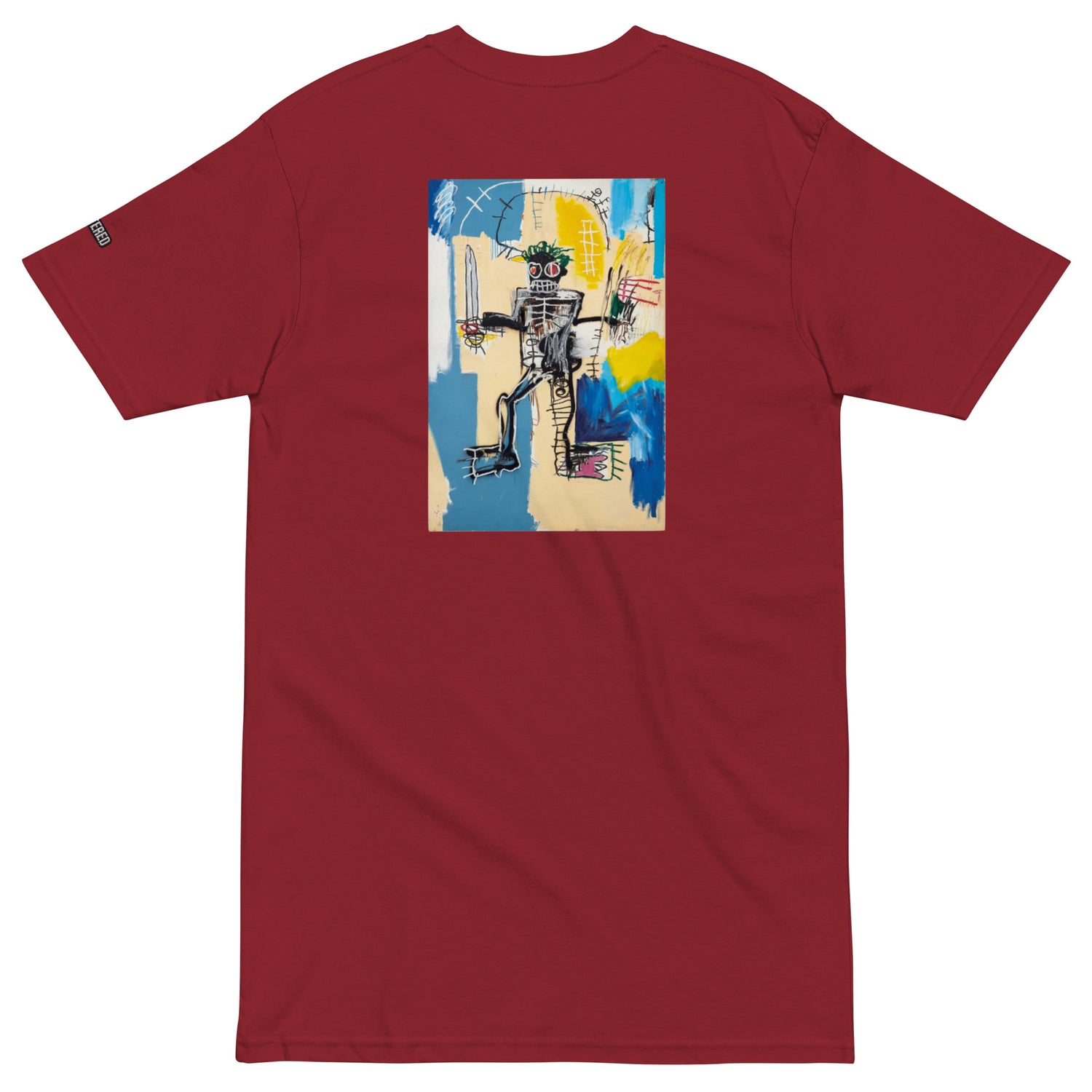 Jean-Michel Basquiat "Warrior" Artwork Embroidered + Printed Premium Red Streetwear  T-shirt Scattered