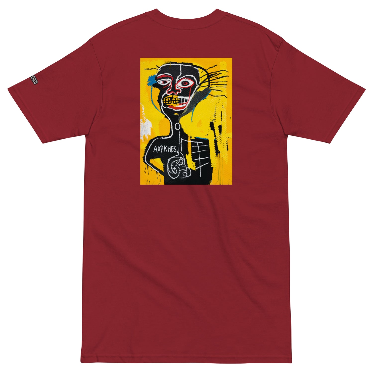 Jean-Michel Basquiat "Cabeza" Artwork Embroidered + Printed Premium Red Streetwear T-shirt Scattered