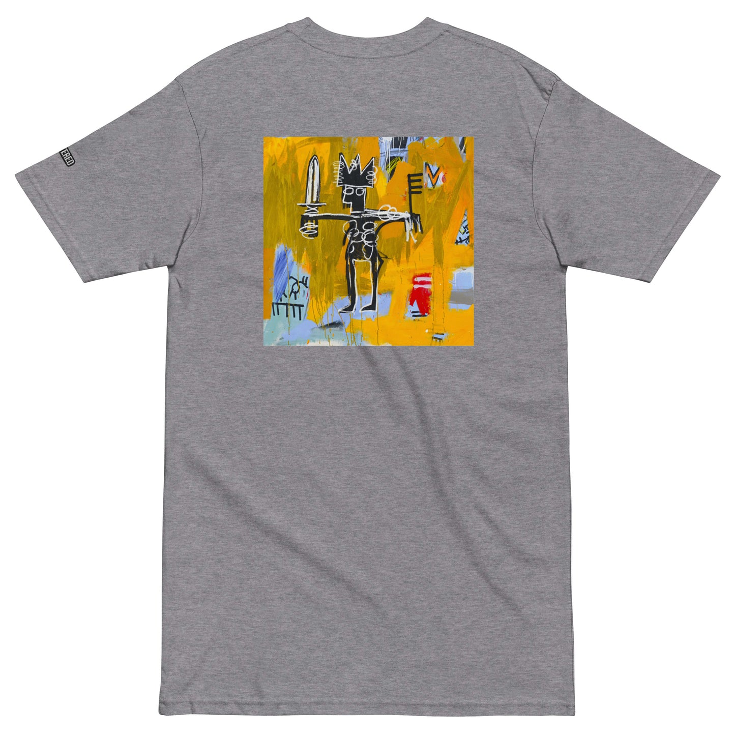 Jean-Michel Basquiat "Julius Caesar on Gold" Artwork Printed Premium Grey Streetwear Crewneck T-shirt Scattered 